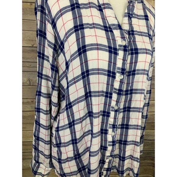 Reaction Kenneth Cole 1X Plaid Blouse Button Front - Picture 4 of 11